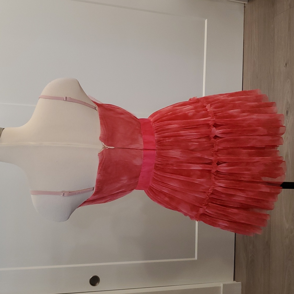 Dress the Population Pink Ruffled Womens mini Dress Size S like new fully lined - Picture 6 of 9